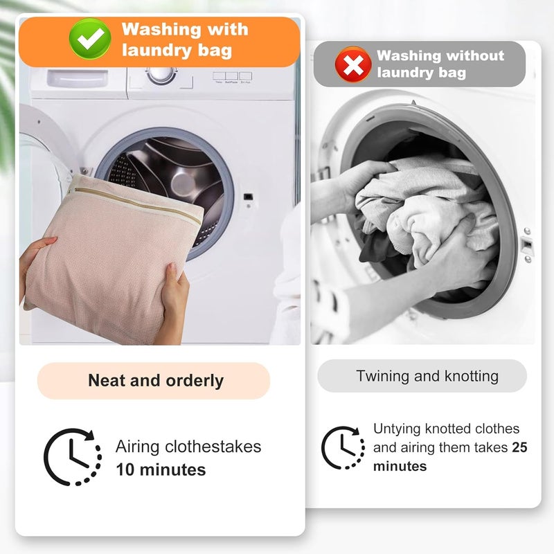 NAHADS 4-Piece Large Durable Organic Cotton Mesh Laundry Bags with Sturdy Zippers and Breathable Mesh are Delicate Laundry Bags for Underwear, Clothes, Pants and Socks - Image 2